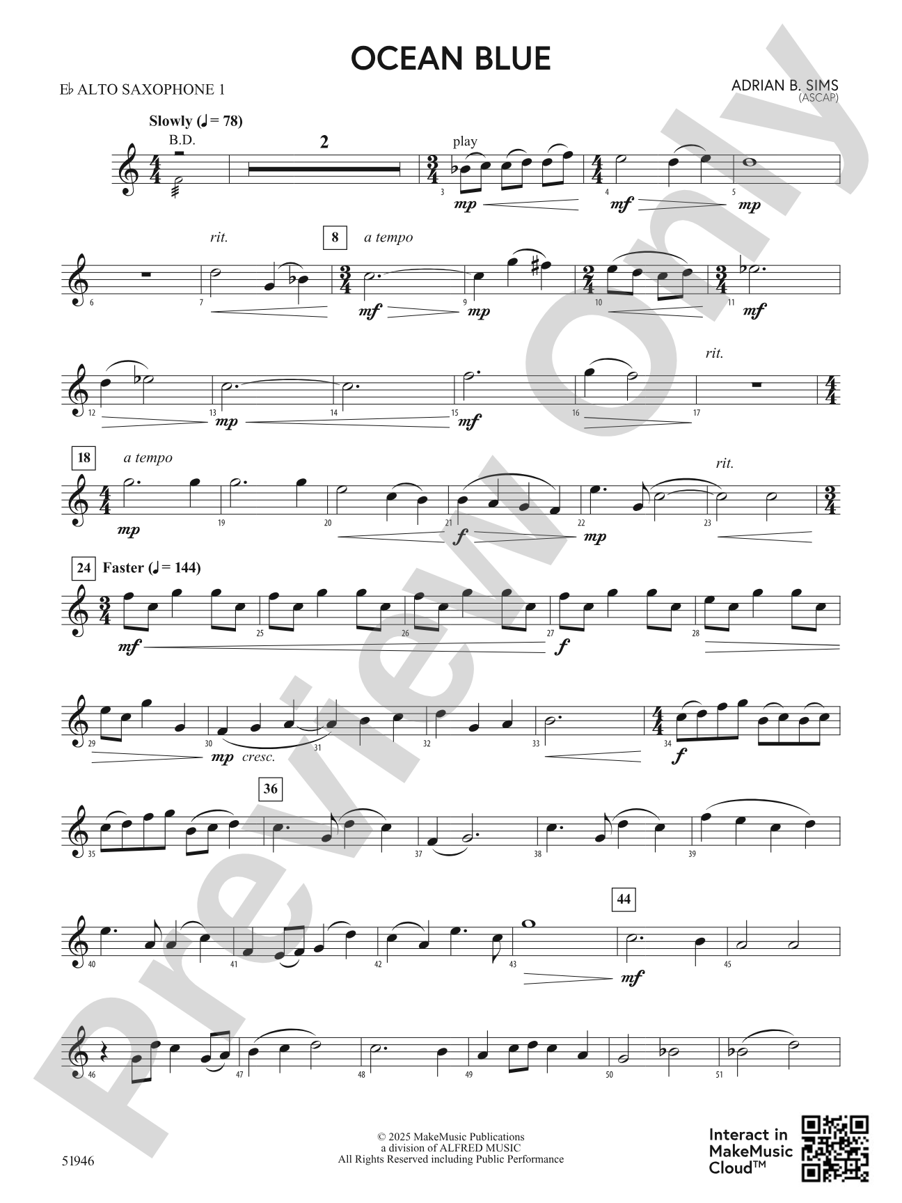 Ocean Blue: E-flat Alto Saxophone