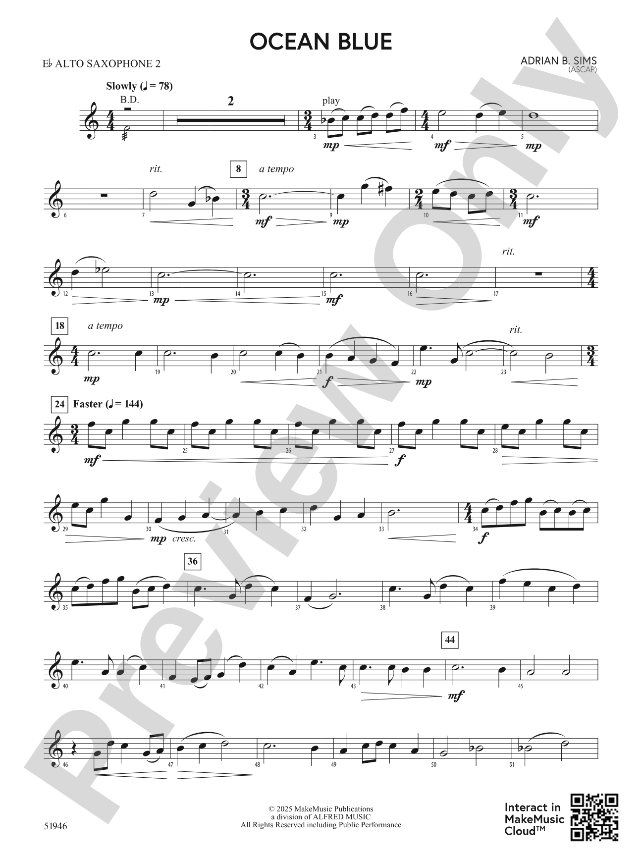 Ocean Blue: 2nd E-flat Alto Saxophone