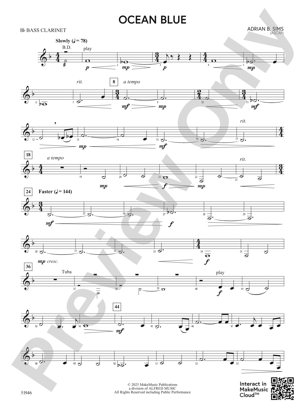 Ocean Blue: B-flat Bass Clarinet