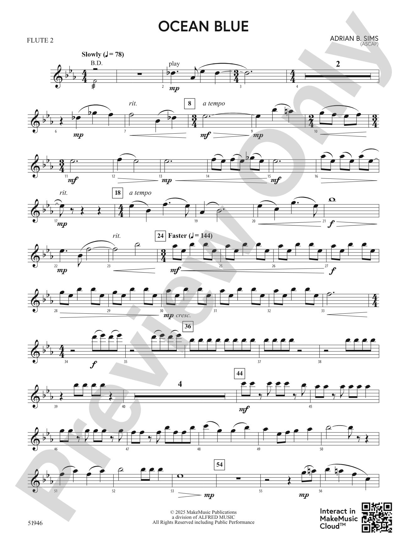 Ocean Blue: 2nd Flute