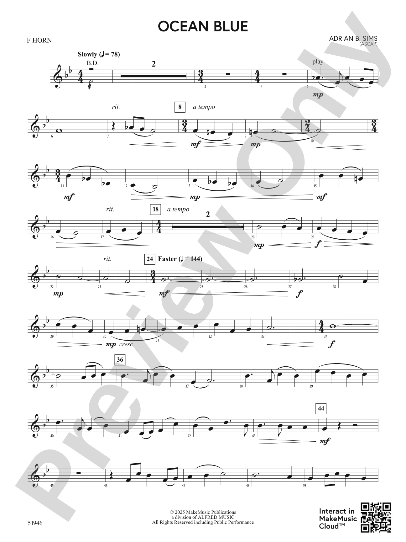 Ocean Blue: 1st F Horn