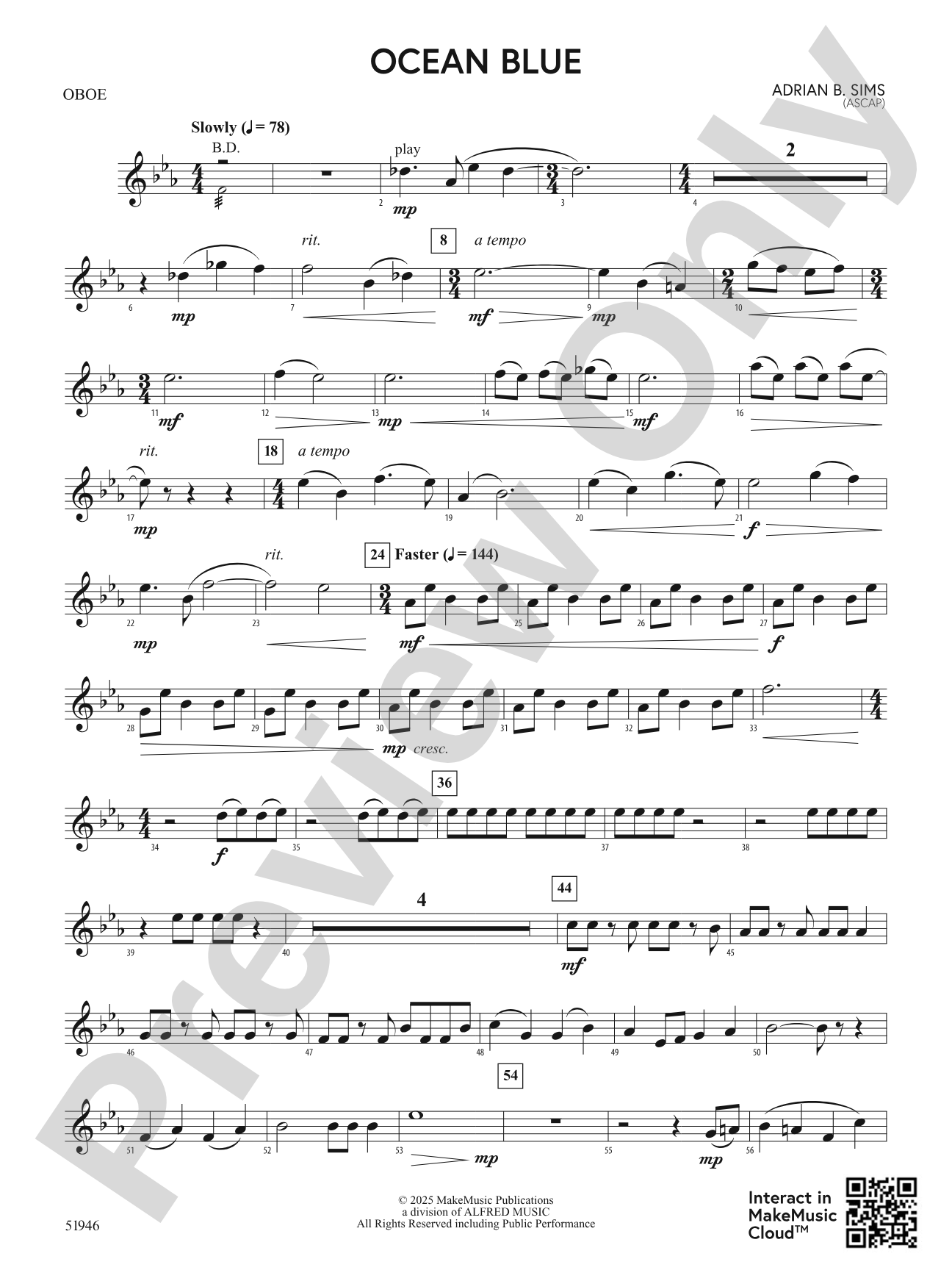 Ocean Blue: Oboe