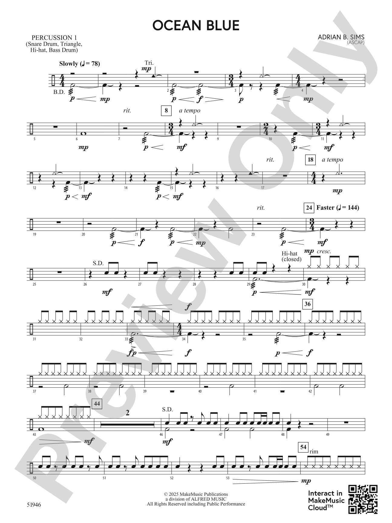 Ocean Blue: 1st Percussion