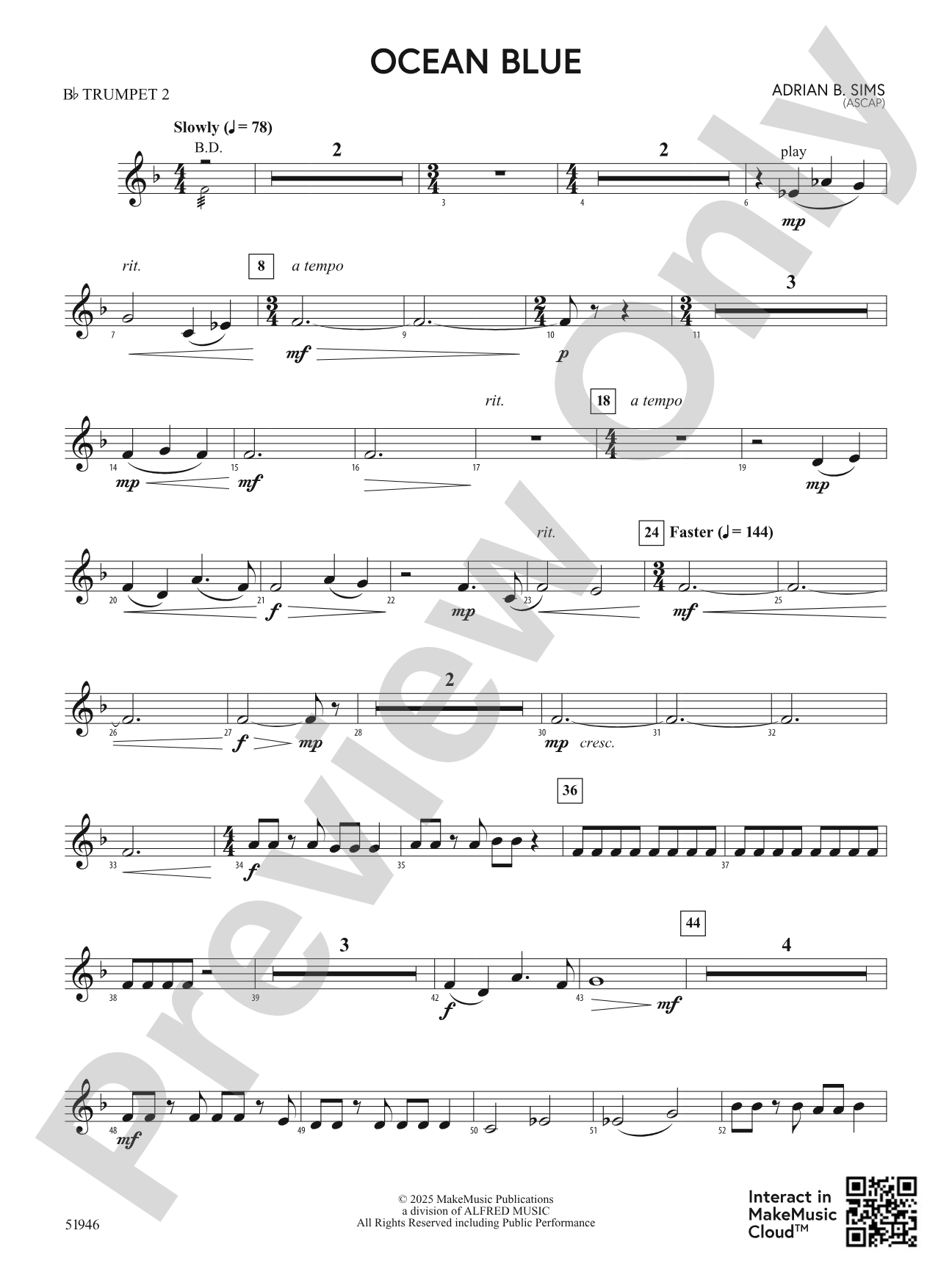 Ocean Blue: 2nd B-flat Trumpet