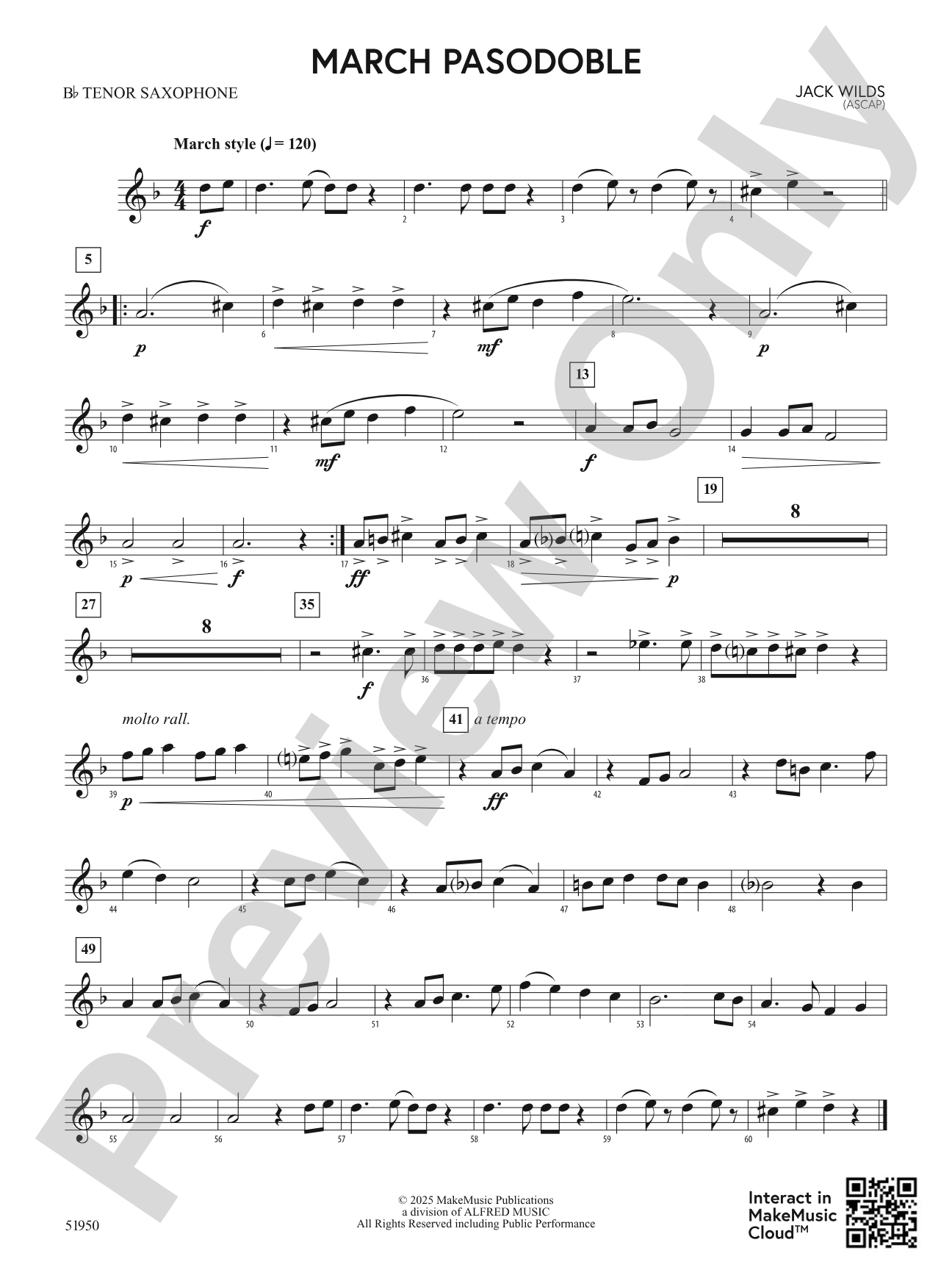 March Pasodoble: B-flat Tenor Saxophone