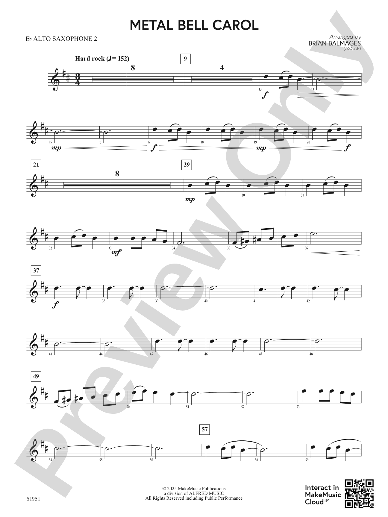 Metal Bell Carol: 2nd E-flat Alto Saxophone