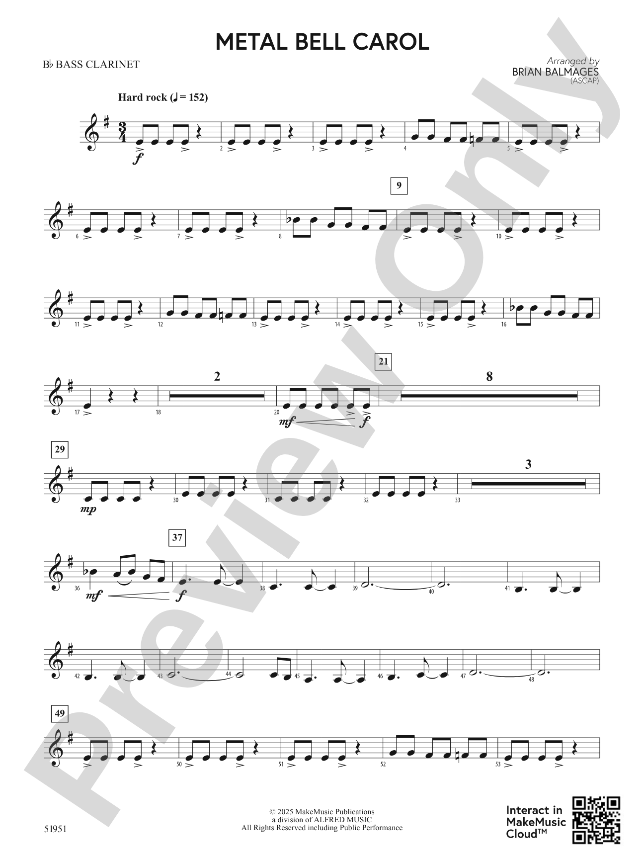 Metal Bell Carol: B-flat Bass Clarinet