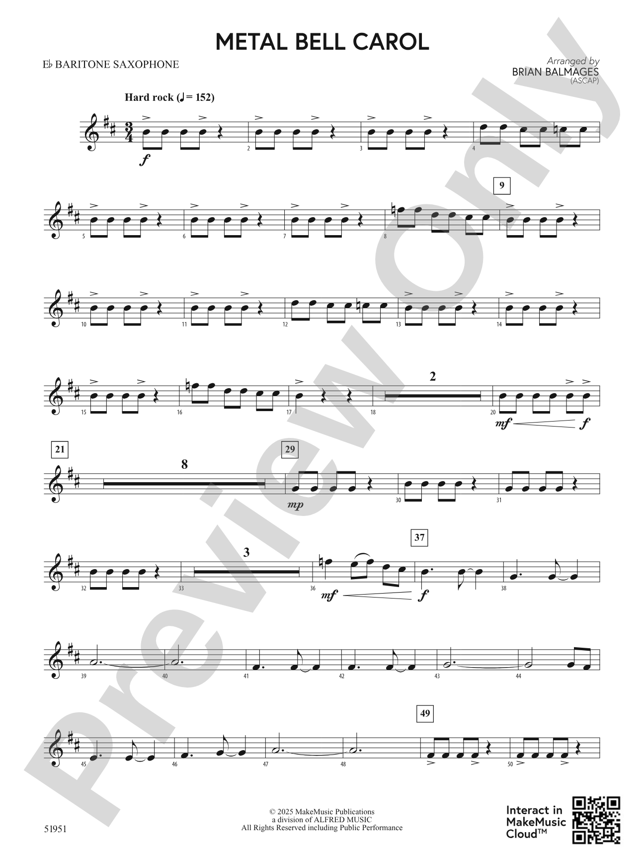 Metal Bell Carol: E-flat Baritone Saxophone