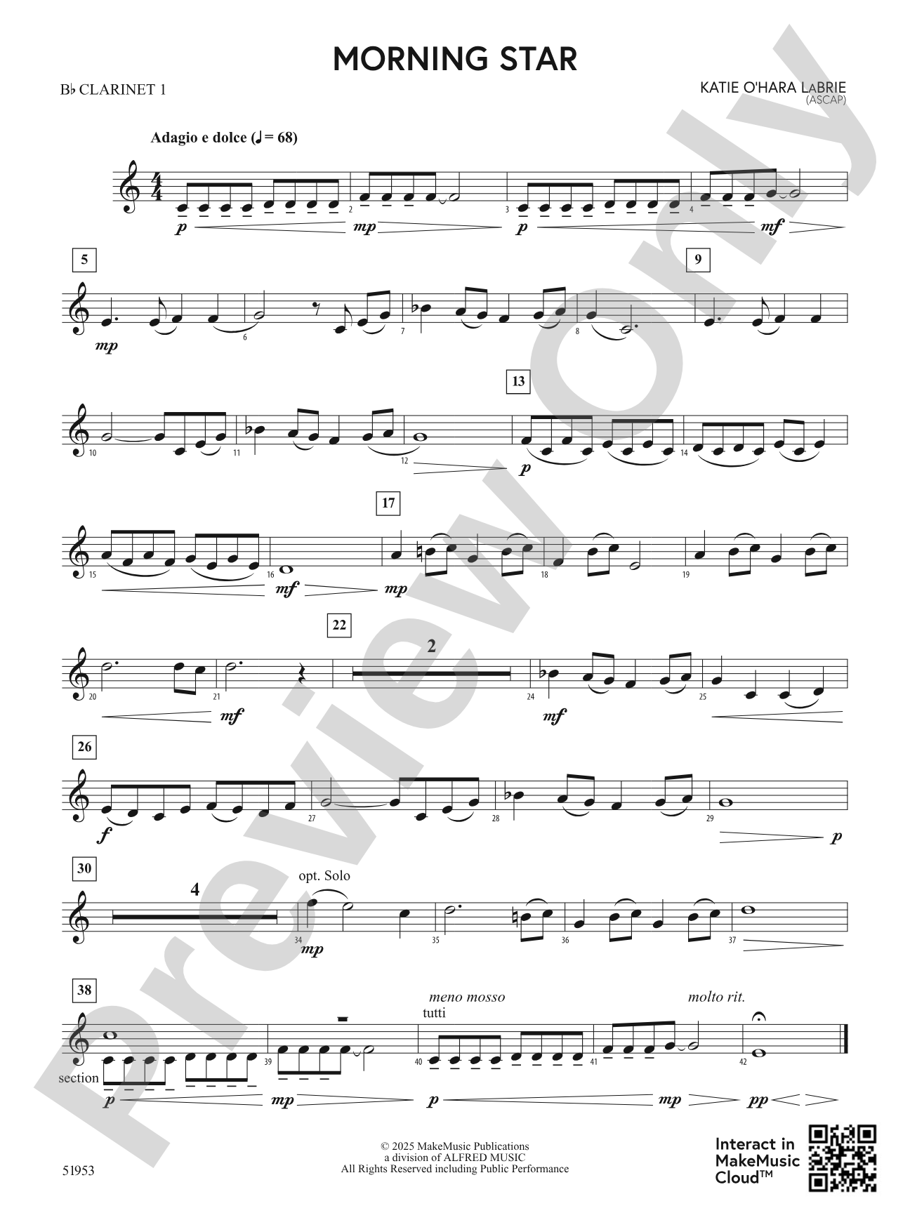 Morning Star: 1st B-flat Clarinet