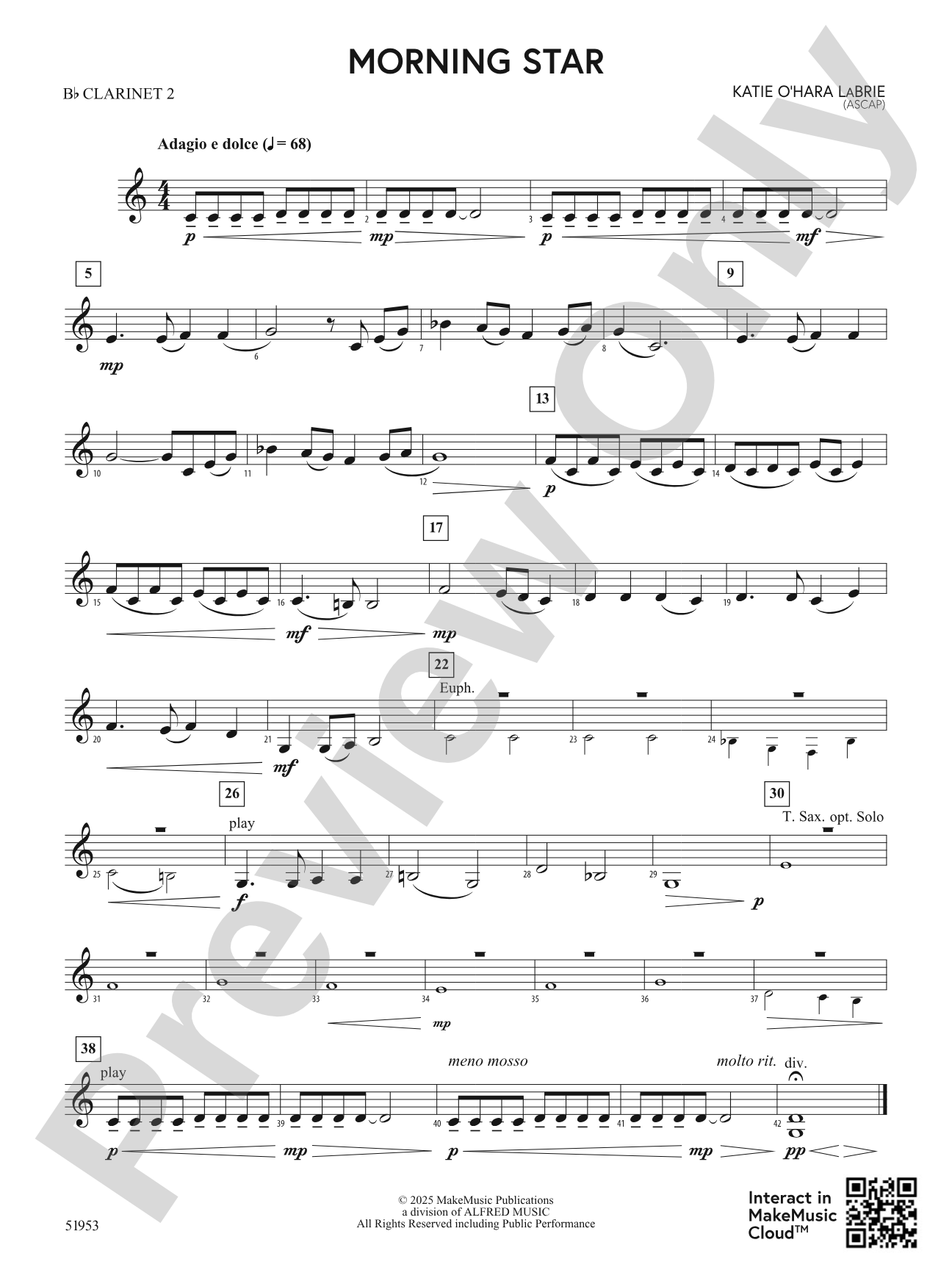 Morning Star: 2nd B-flat Clarinet