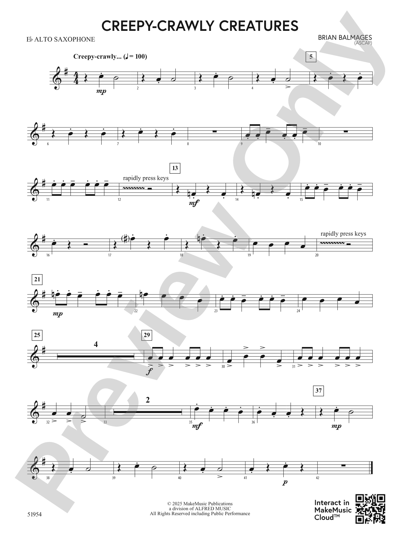 Creepy-Crawly Creatures: E-flat Alto Saxophone