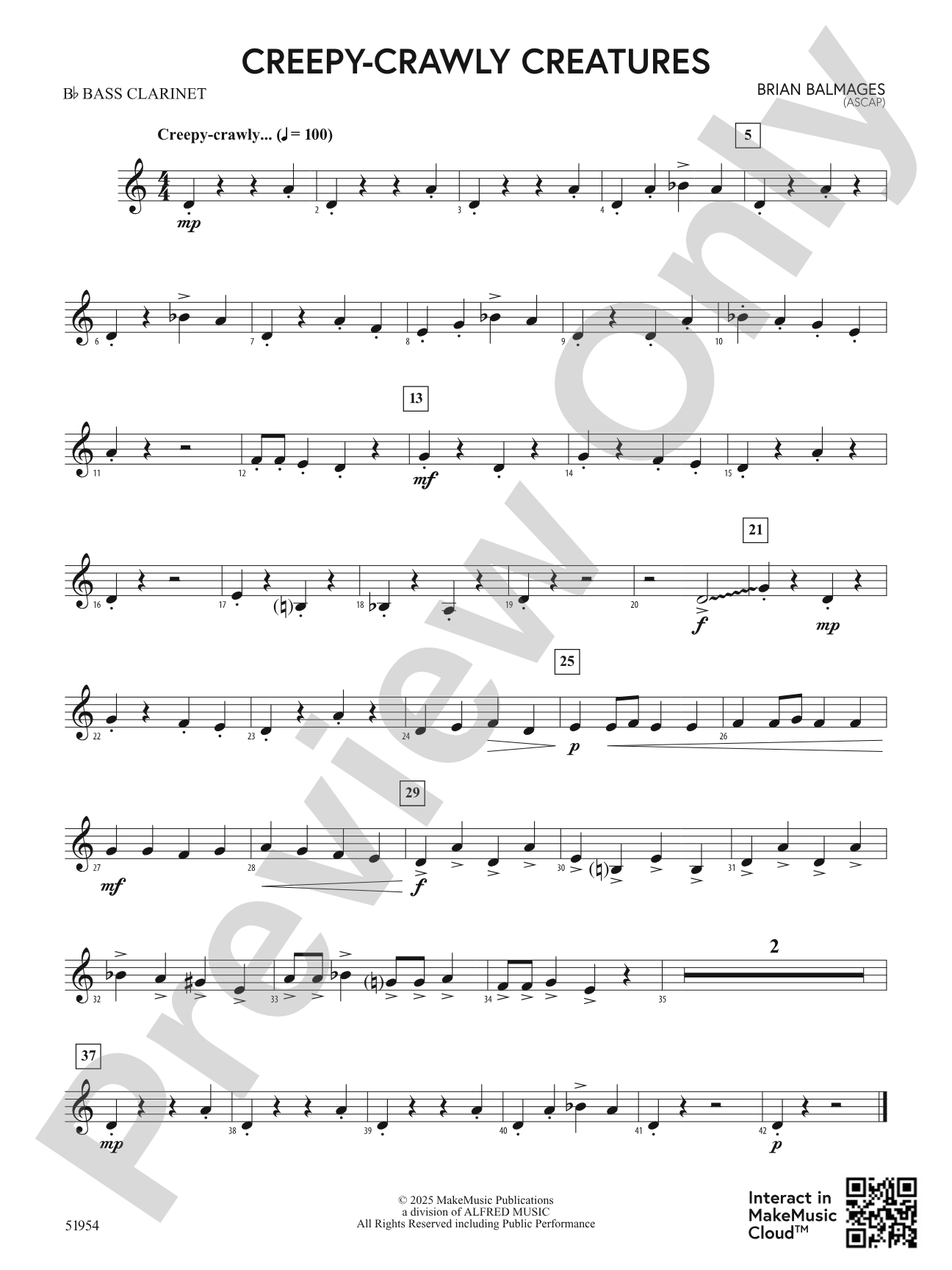 Creepy-Crawly Creatures: B-flat Bass Clarinet