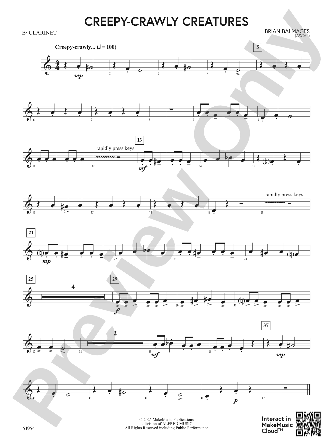 Creepy-Crawly Creatures: 1st B-flat Clarinet