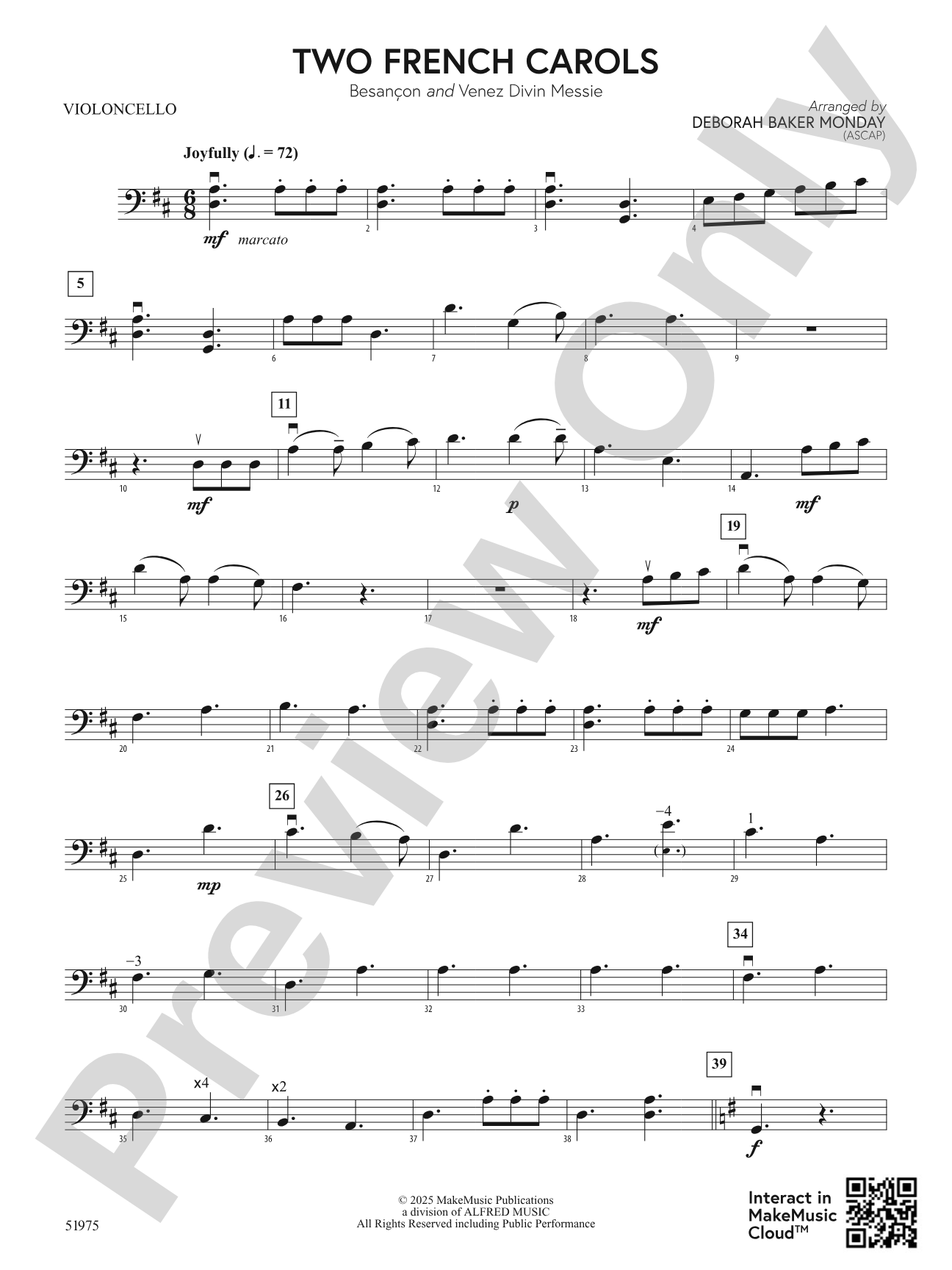 Two French Carols: Cello