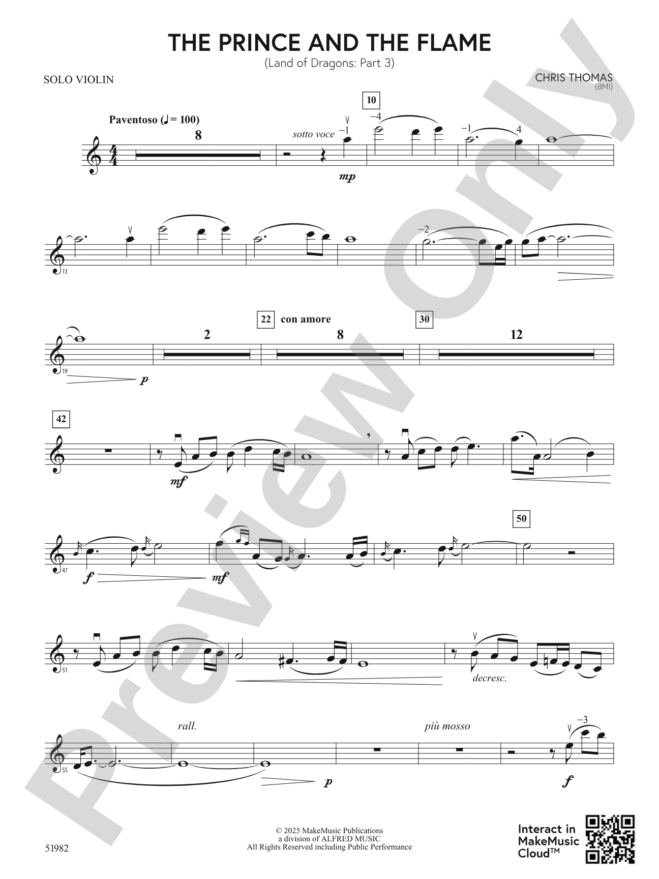The Prince and the Flame: Solo Violin