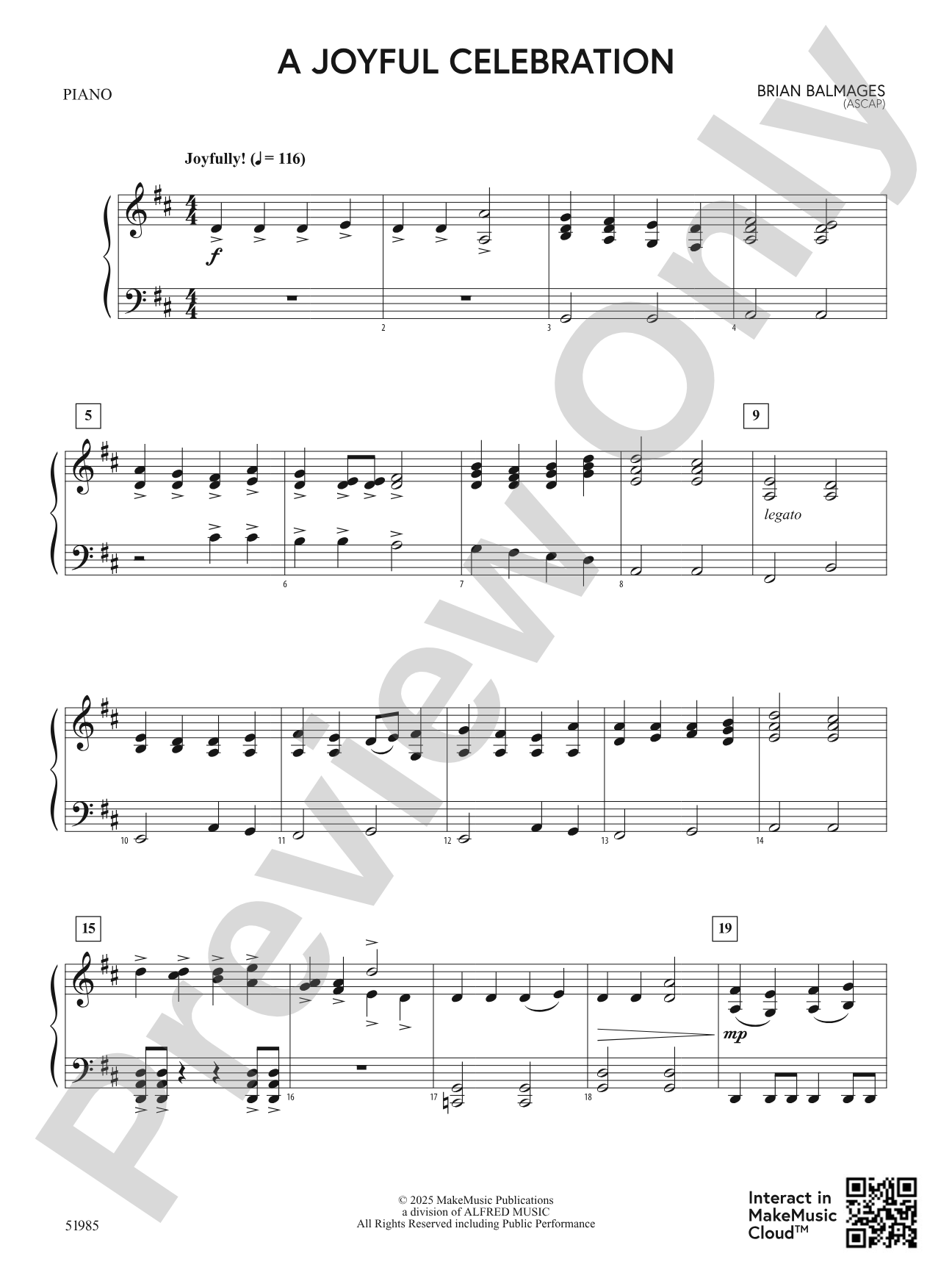 A Joyful Celebration: Piano Accompaniment