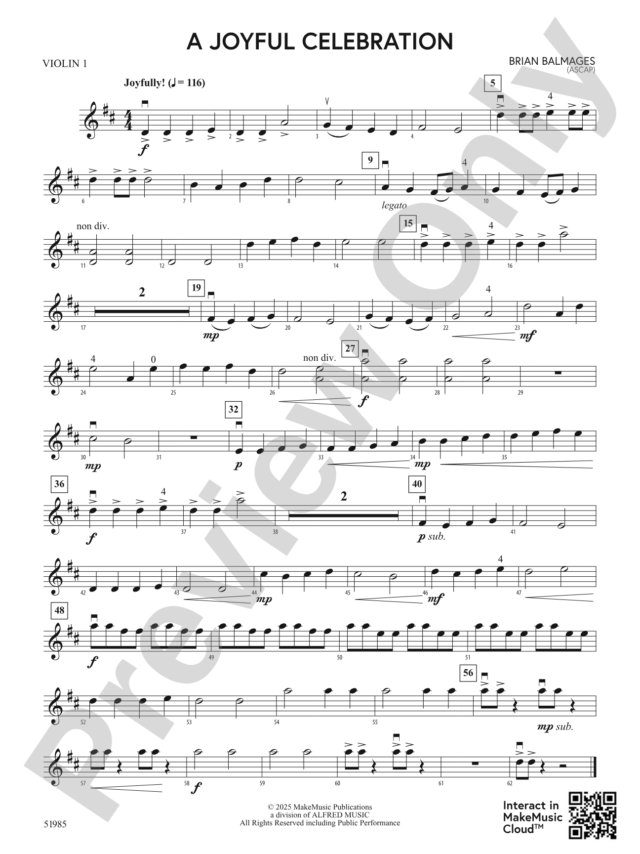 A Joyful Celebration: 1st Violin