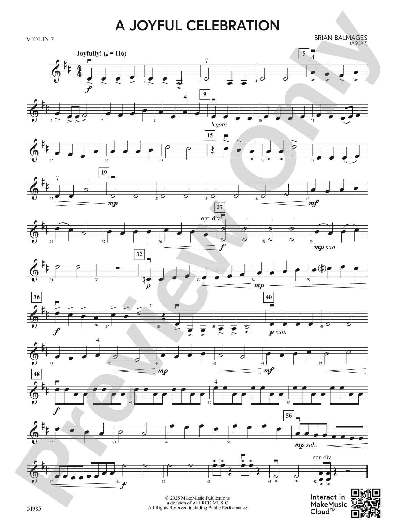A Joyful Celebration: 2nd Violin