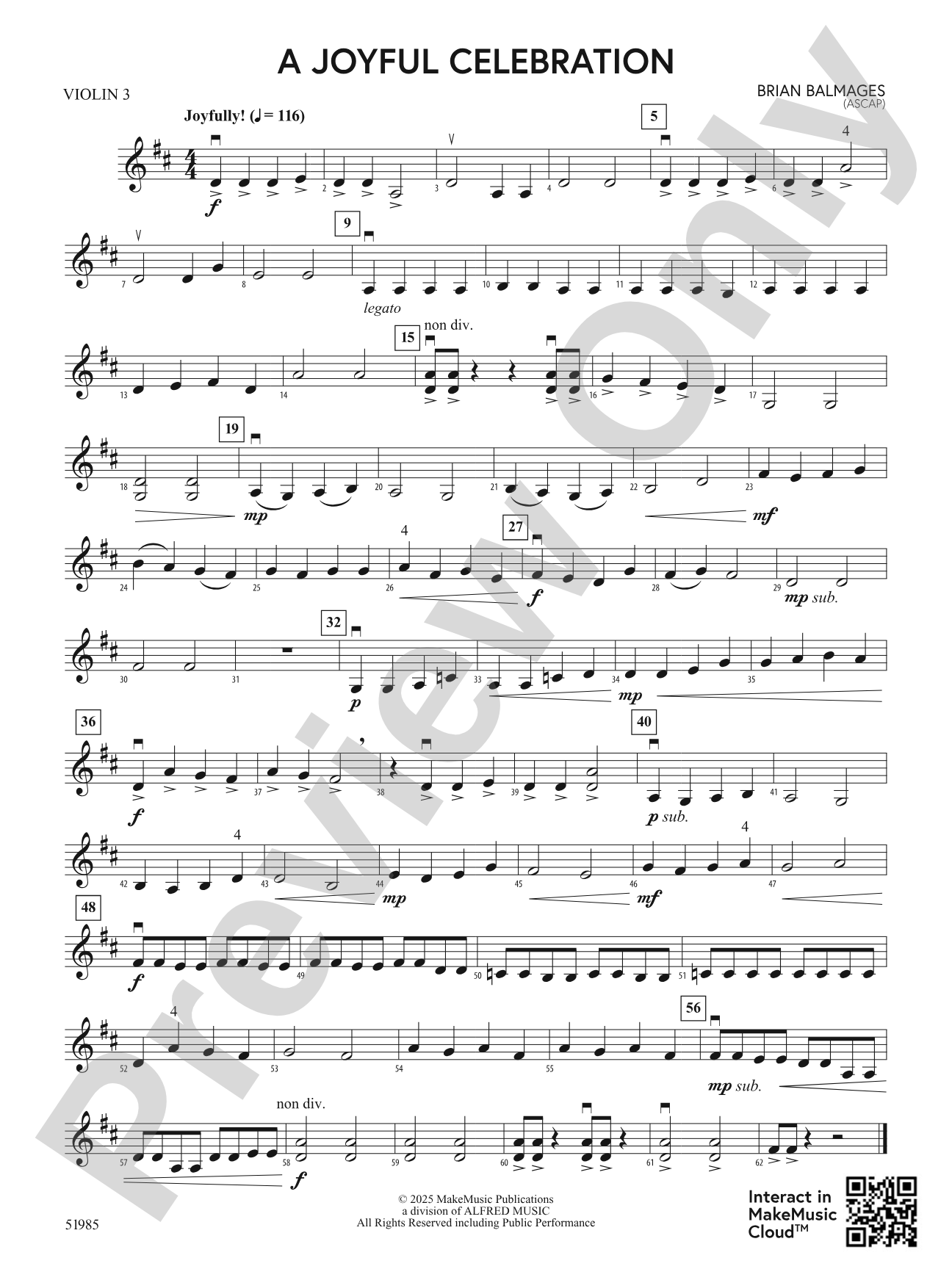 A Joyful Celebration: 3rd Violin (Viola [TC])