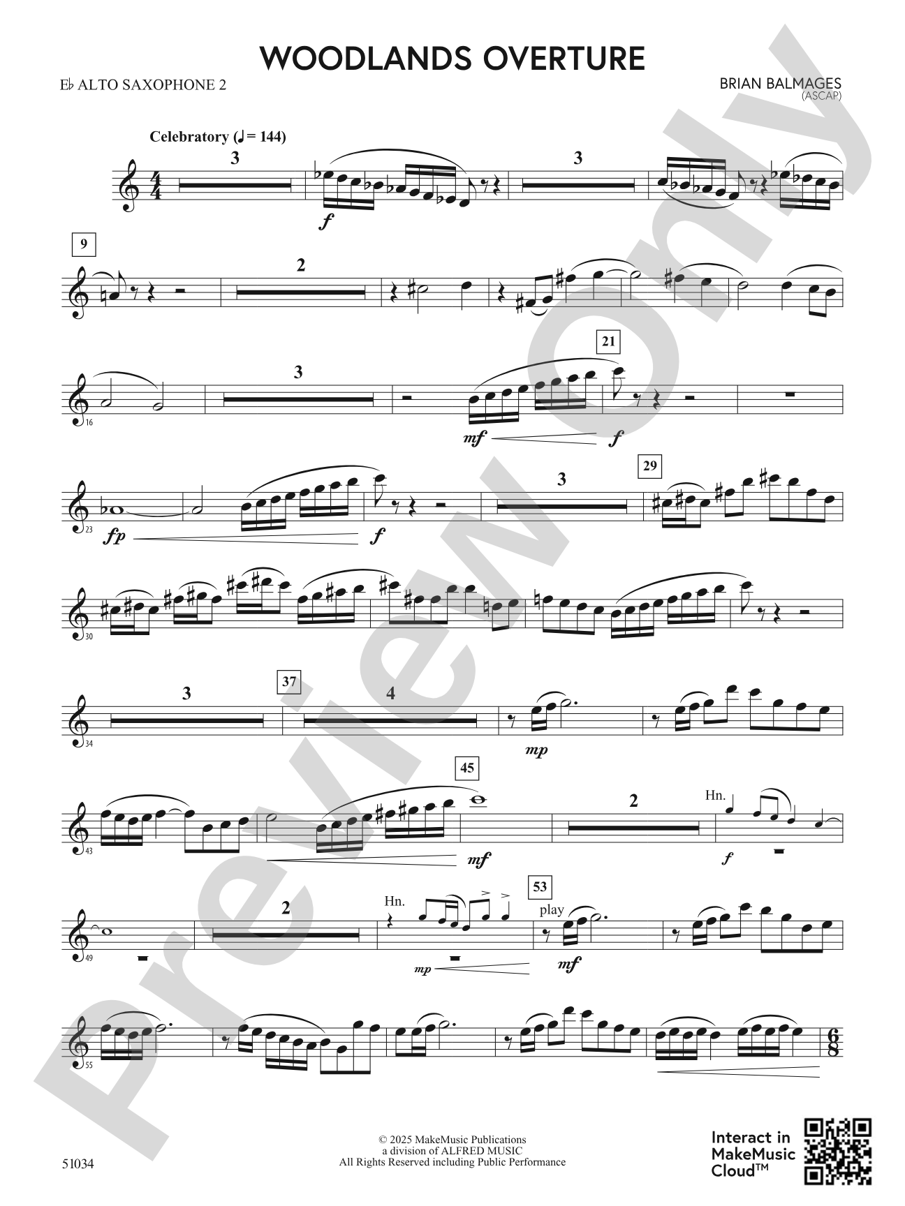 Woodlands Overture: 2nd E-flat Alto Saxophone