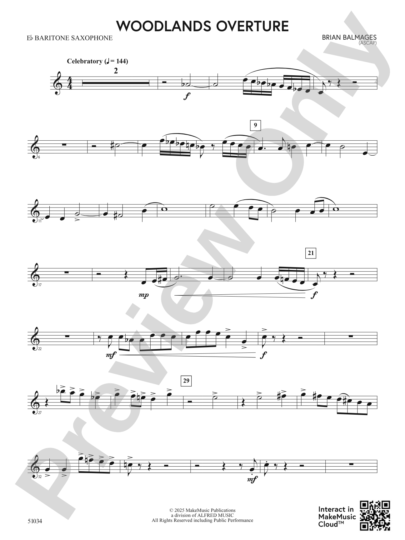 Woodlands Overture: E-flat Baritone Saxophone