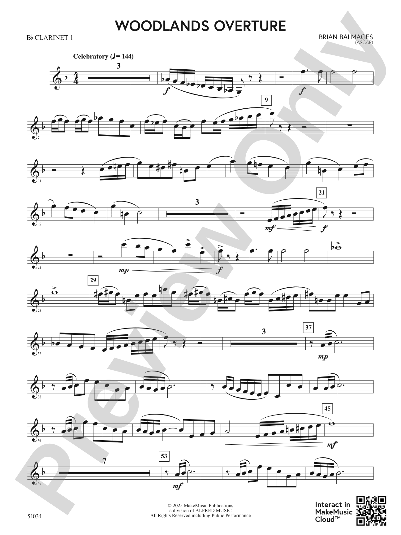Woodlands Overture: 1st B-flat Clarinet