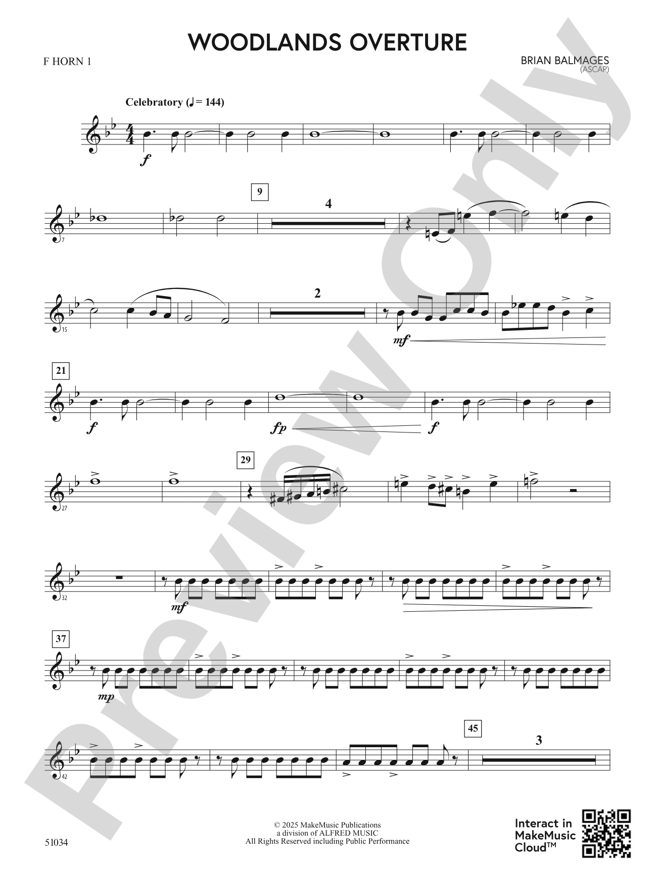 Woodlands Overture: 1st F Horn