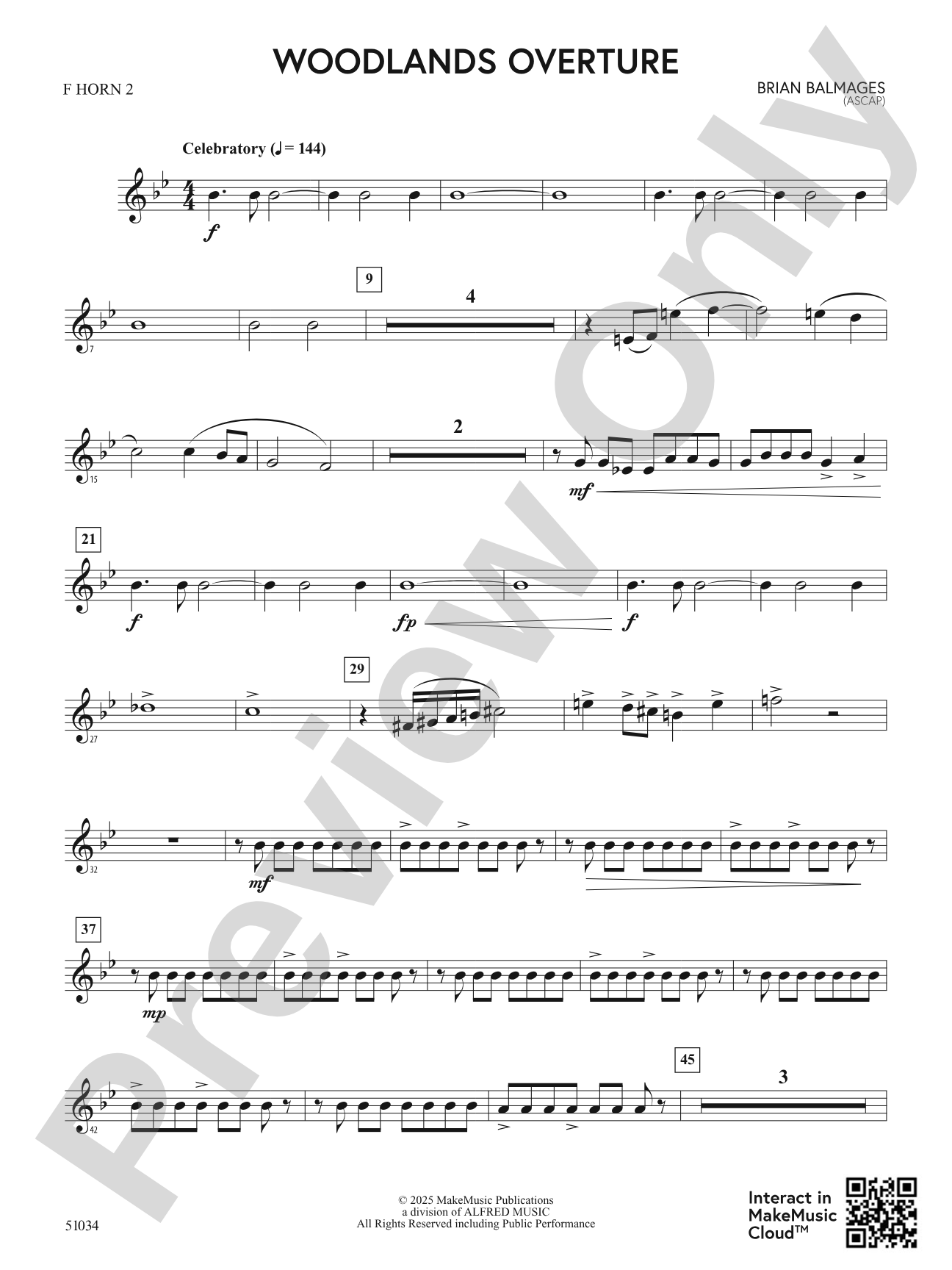 Woodlands Overture: 2nd F Horn