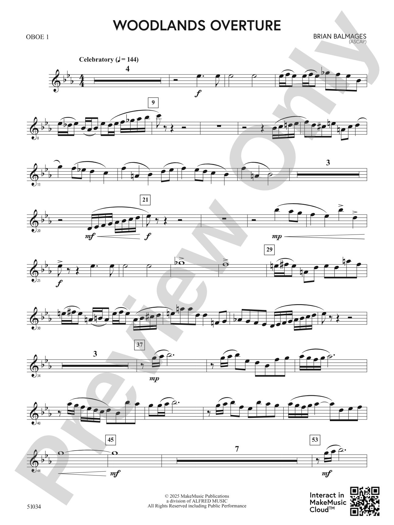 Woodlands Overture: Oboe