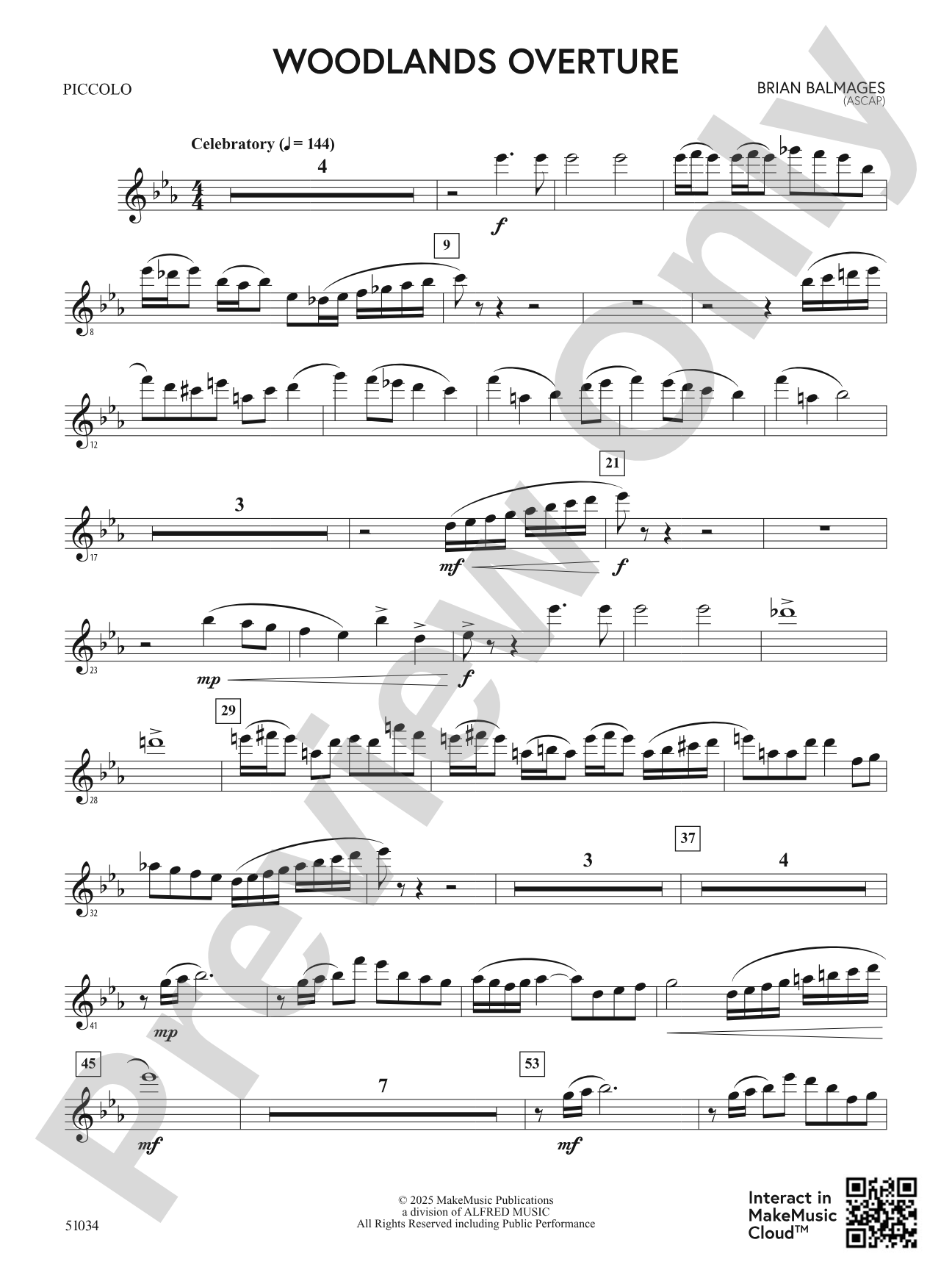 Woodlands Overture: Piccolo