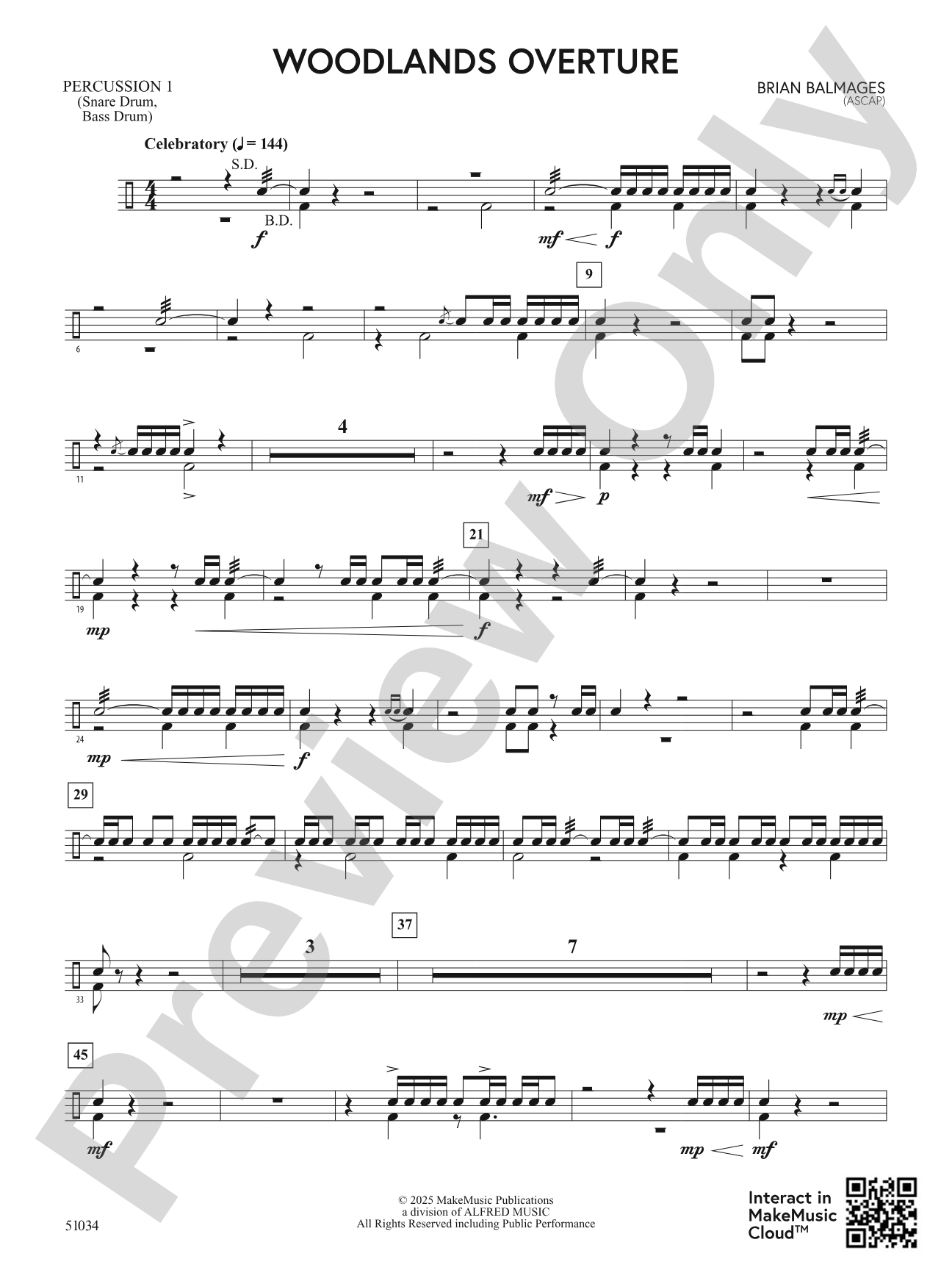 Woodlands Overture: 1st Percussion