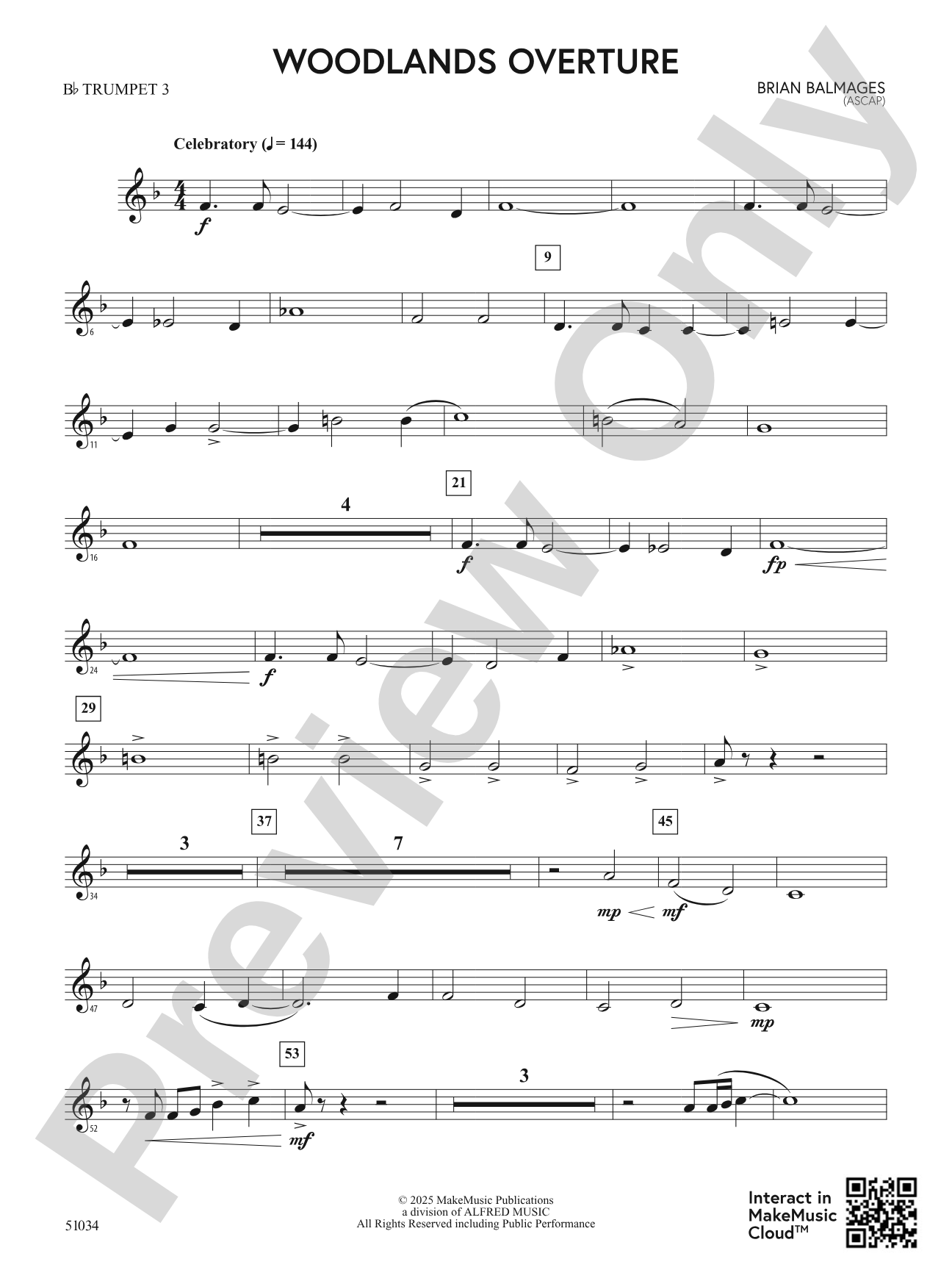 Woodlands Overture: 3rd B-flat Trumpet