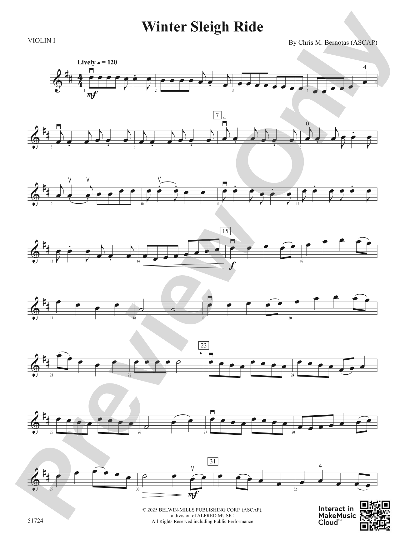 Winter Sleigh Ride: 1st Violin