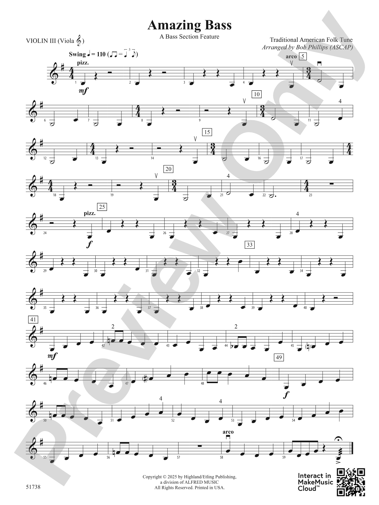 Amazing Bass: 3rd Violin (Viola [TC])
