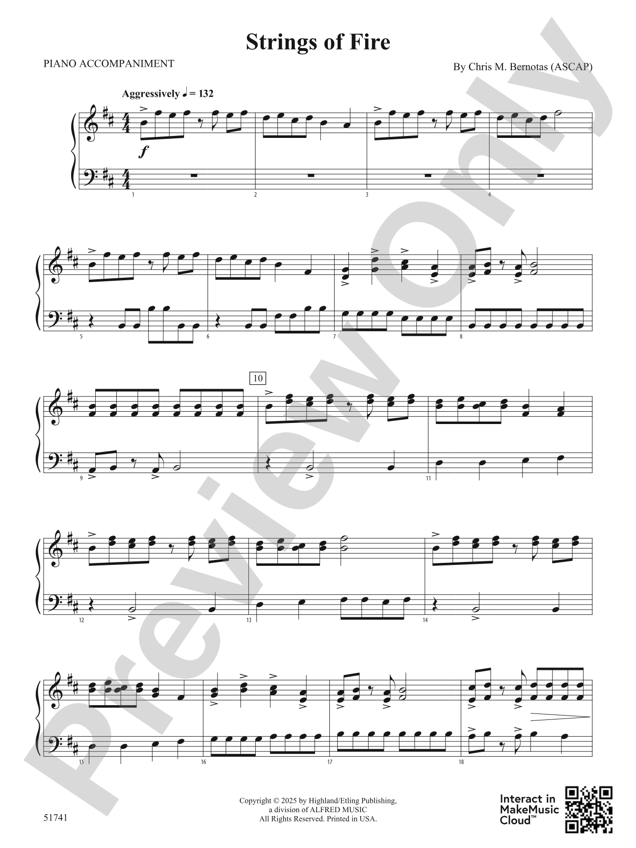 Strings of Fire: Piano Accompaniment