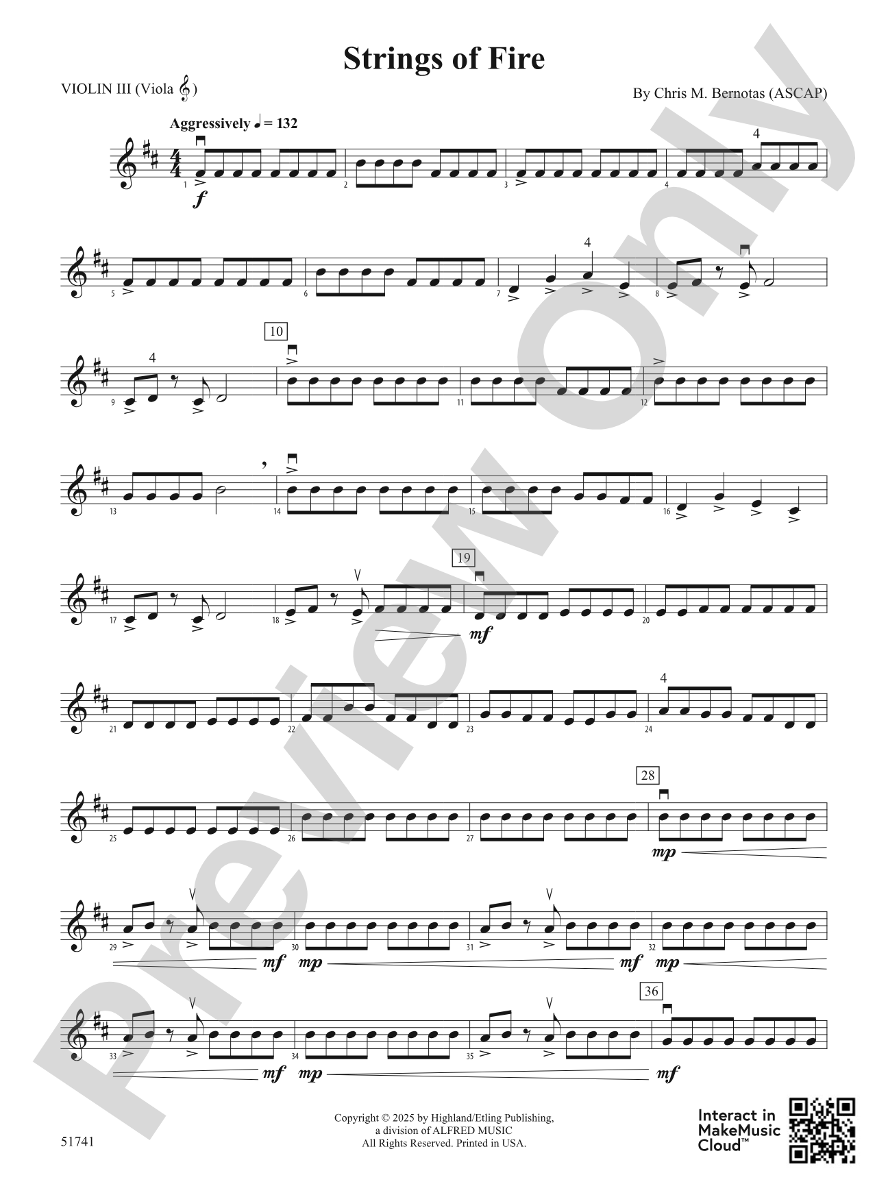 Strings of Fire: 3rd Violin (Viola [TC])