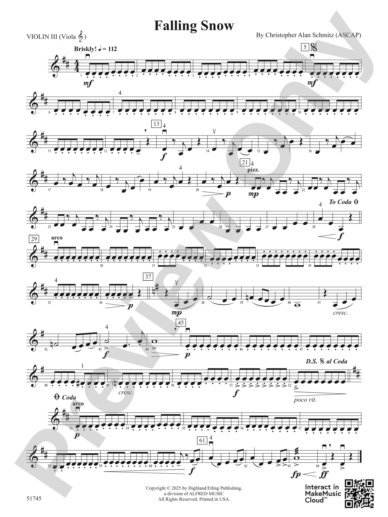 Falling Snow: 3rd Violin (Viola [TC])