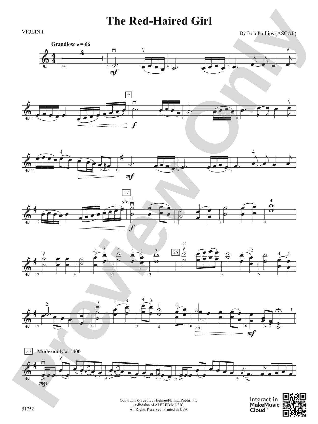 The Red-Haired Girl: 1st Violin