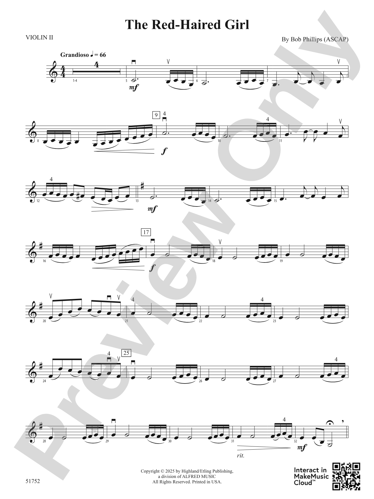 The Red-Haired Girl: 2nd Violin