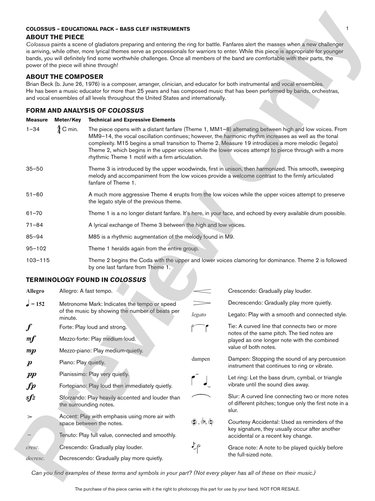Colossus: Bass Clef Educational Pack