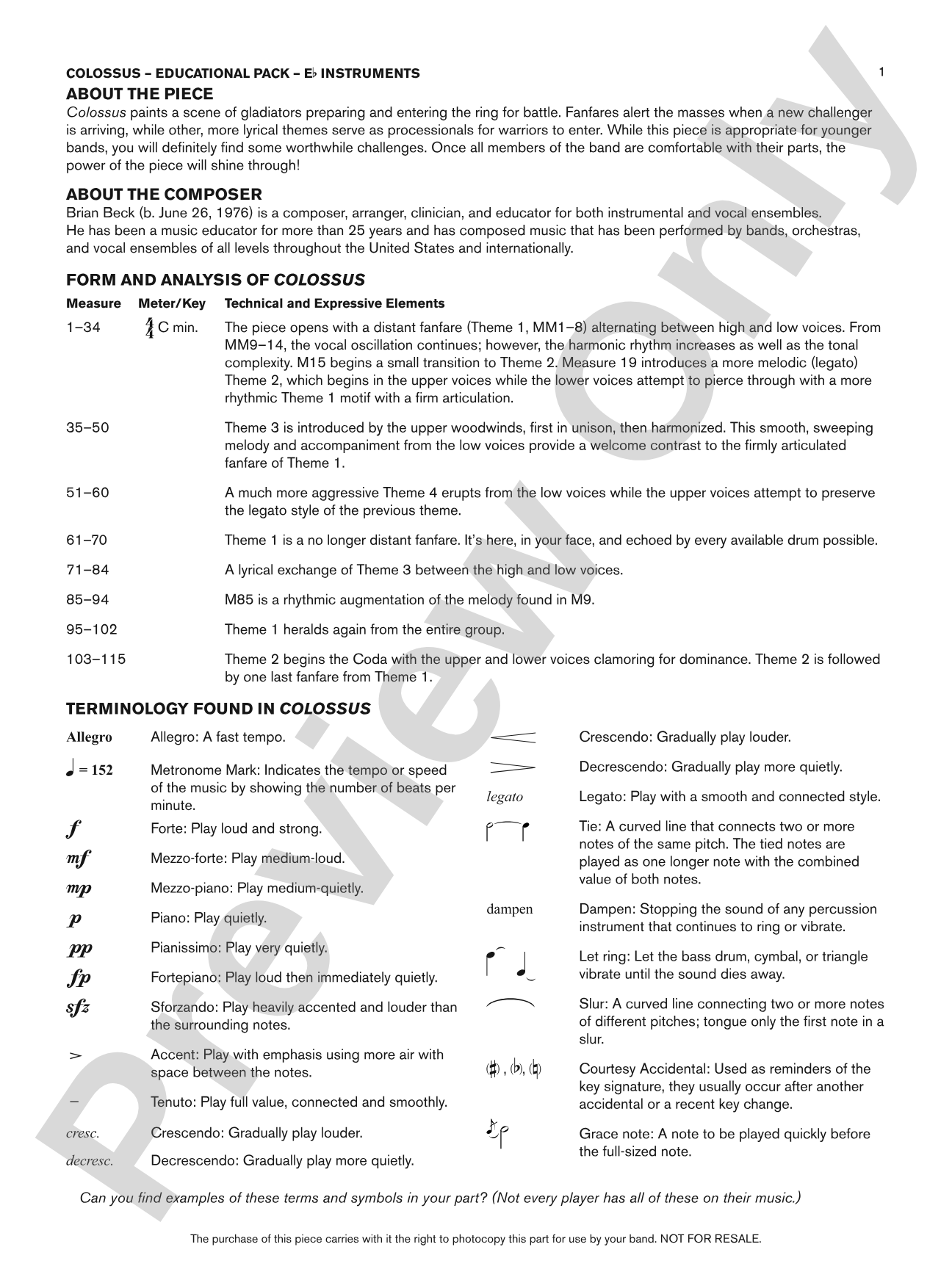 Colossus: Eb Educational Pack