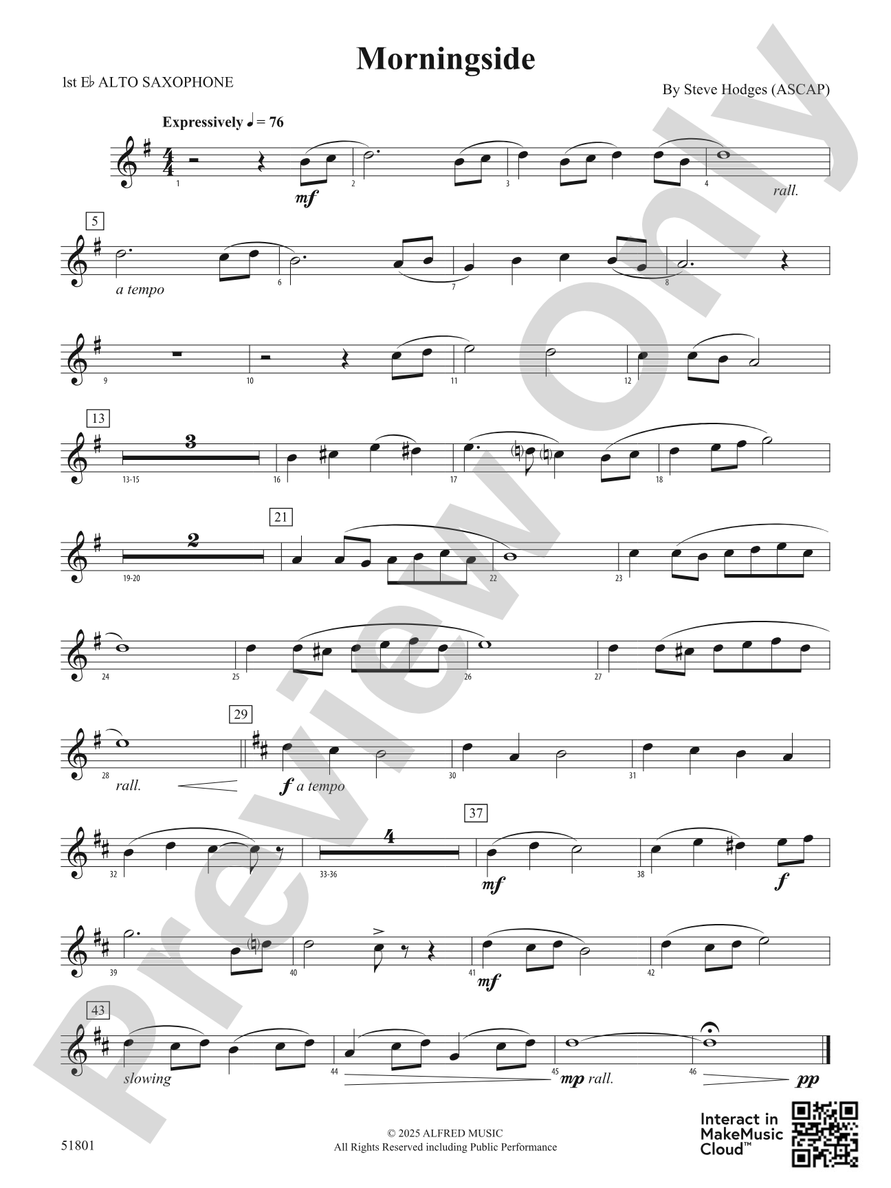Morningside: E-flat Alto Saxophone