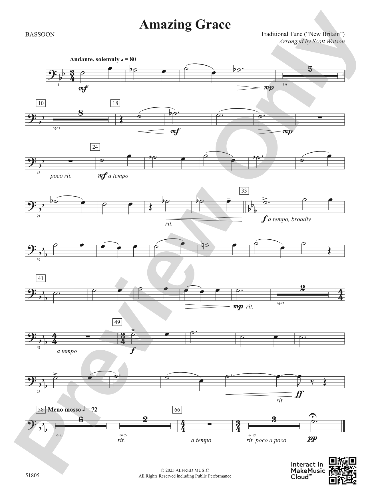 Amazing Grace: Bassoon