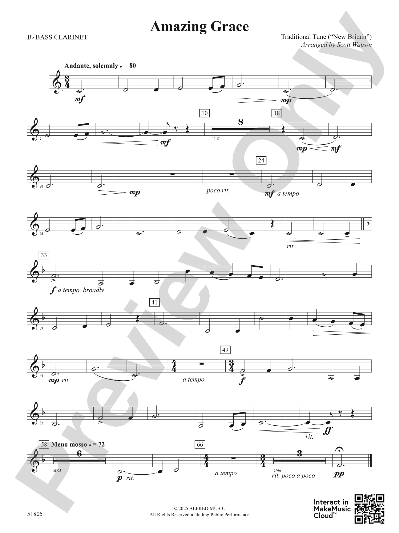 Amazing Grace: B-flat Bass Clarinet