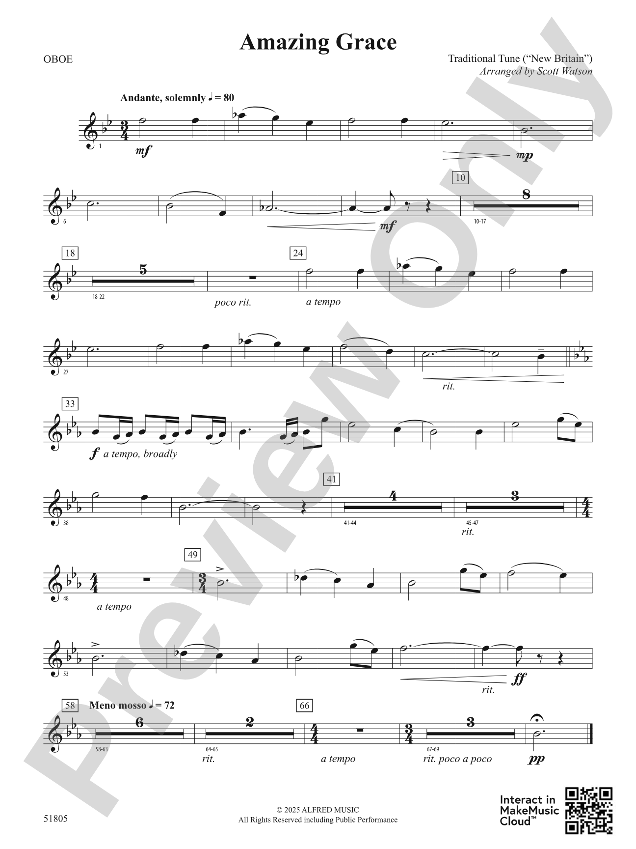 Amazing Grace: Oboe