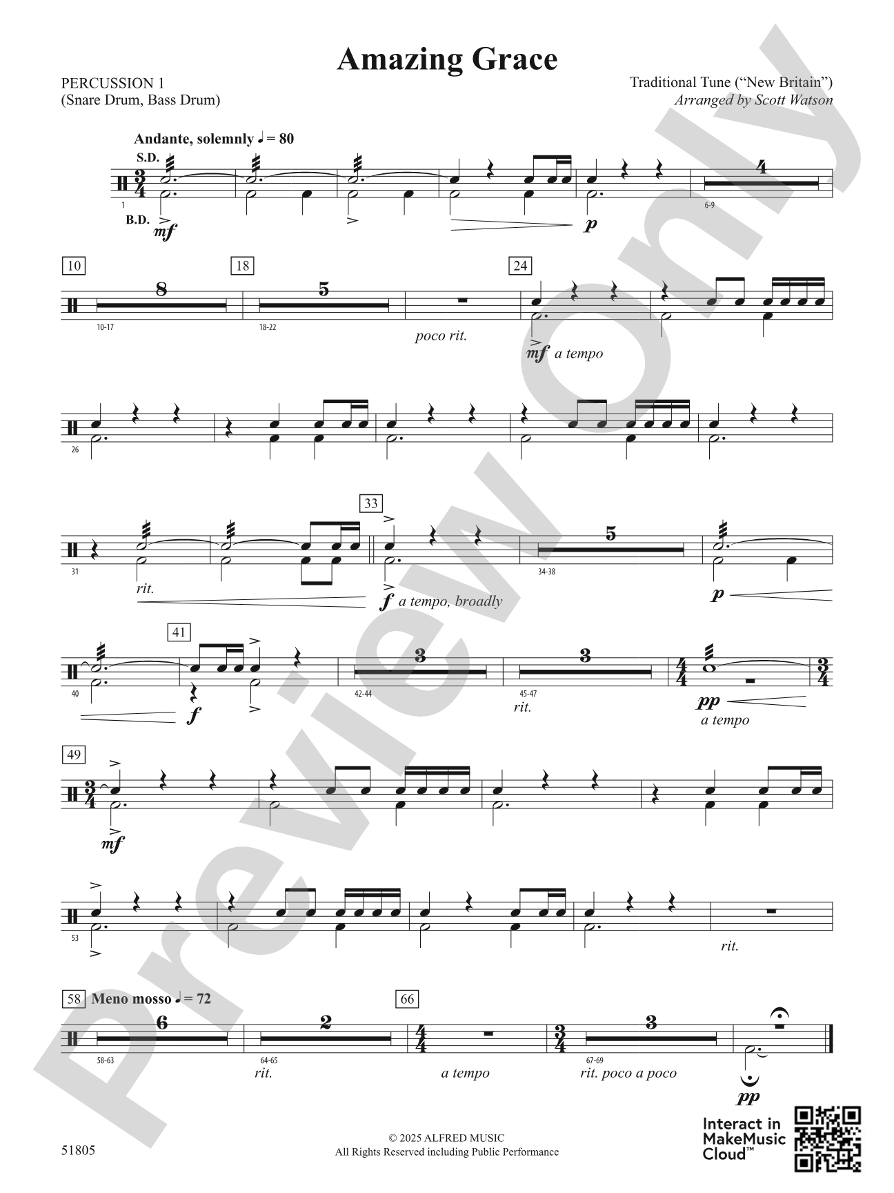 Amazing Grace: 1st Percussion
