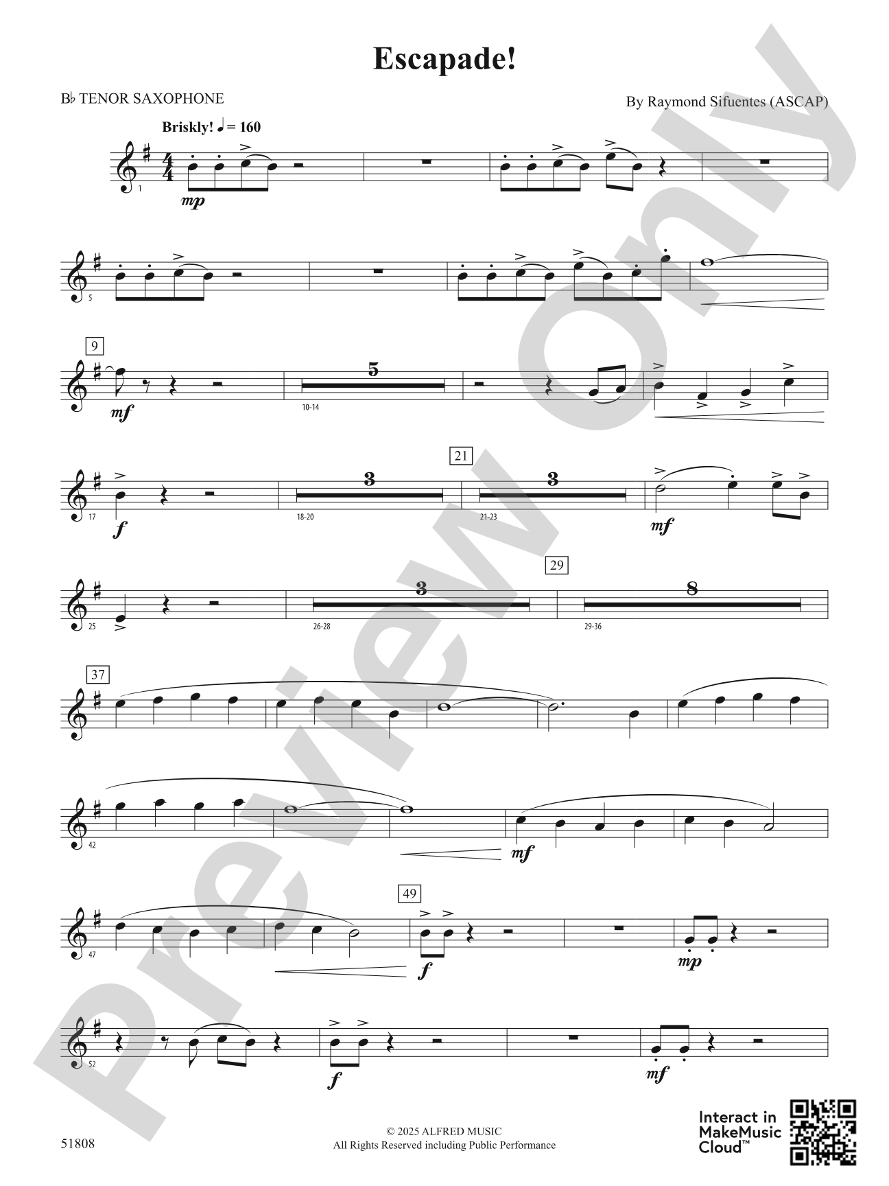Escapade!: B-flat Tenor Saxophone