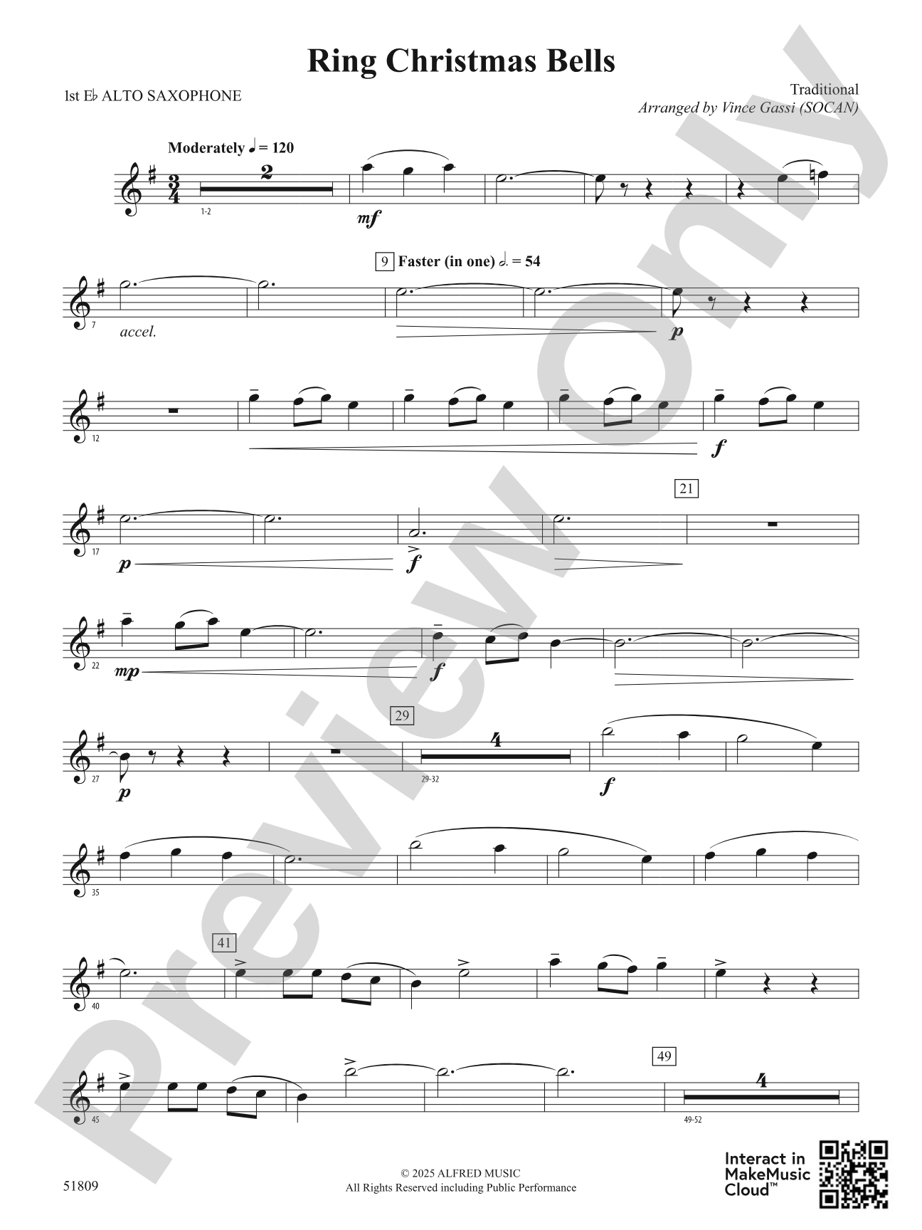 Ring Christmas Bells: E-flat Alto Saxophone