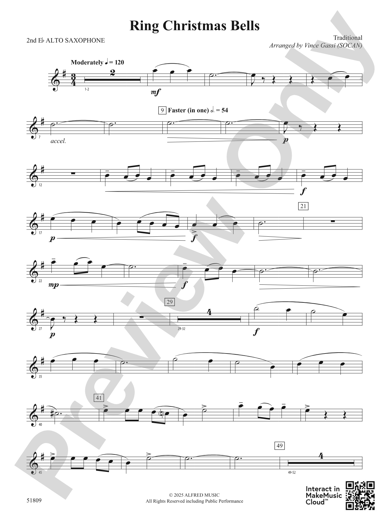 Ring Christmas Bells: 2nd E-flat Alto Saxophone