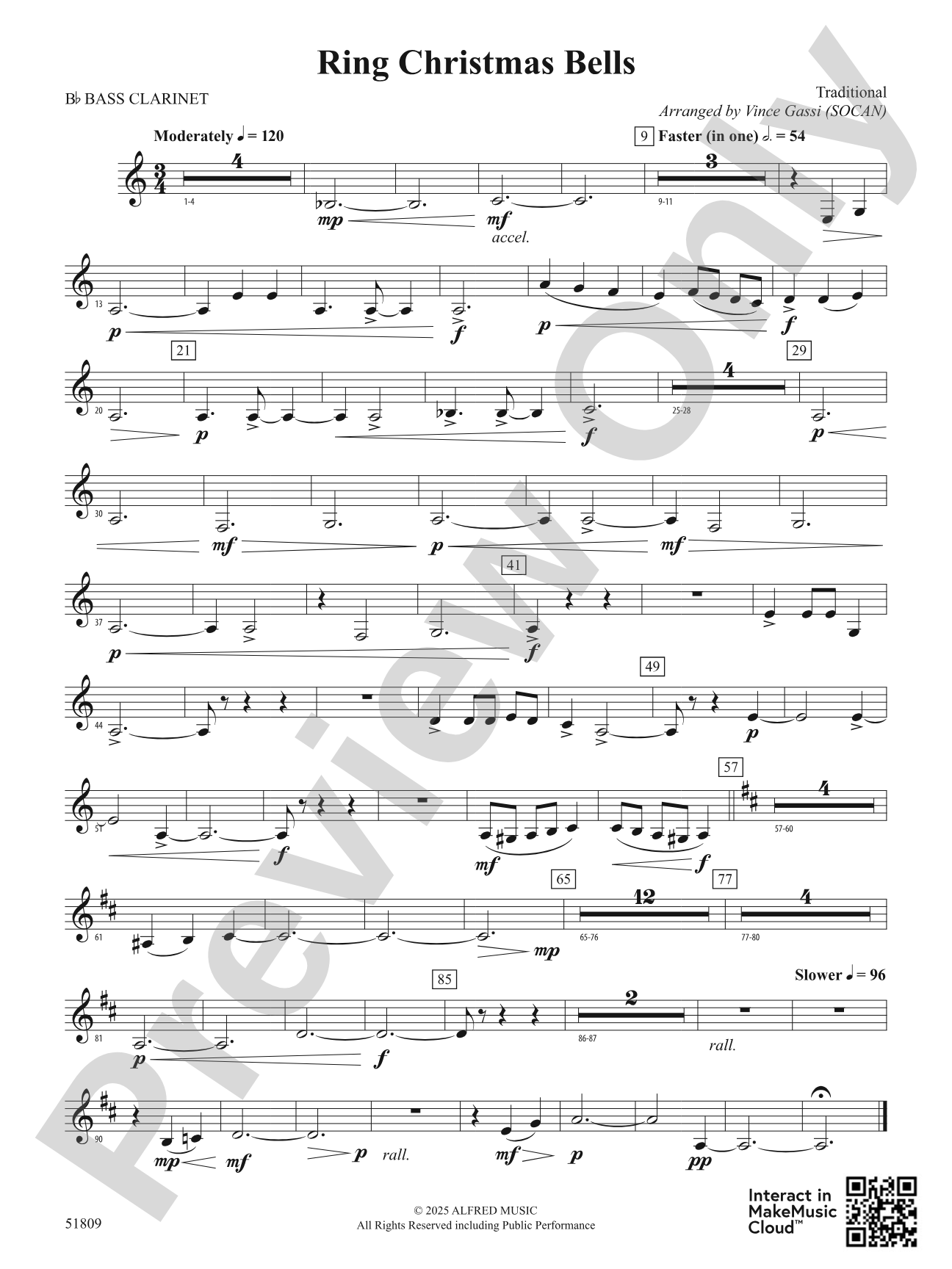 Ring Christmas Bells: B-flat Bass Clarinet